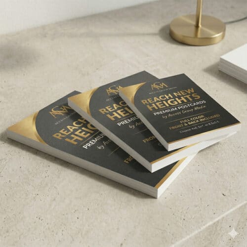 Custom Postcards in 4x6, 5x7, and 5.5x8.5 sizes printed on premium 16pt cardstock with gloss and matte finishes.